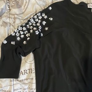 Joseph Ribkoff Top, stretchy material, cute embellishments on sleeves